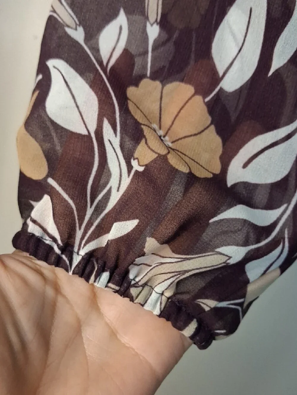 Ann Taylor Plum Floral Mock Neck Top with Neutral Blooms - Picture 6 of 8